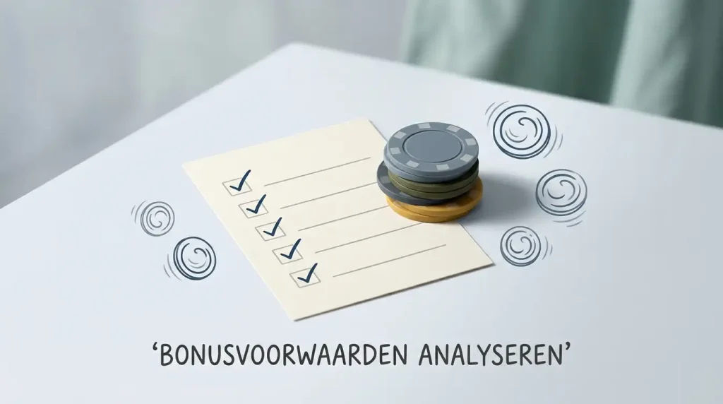 Bonuschecklist naast fiches en abstracte free-spin symbolen zonder bedragen of merklogo