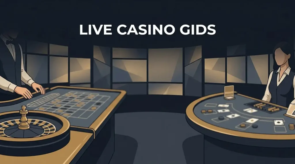 Generieke live-casino studio met roulette- en blackjacktafel zonder merklogo